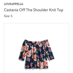 Loveappella castania off shoulder top - nwt